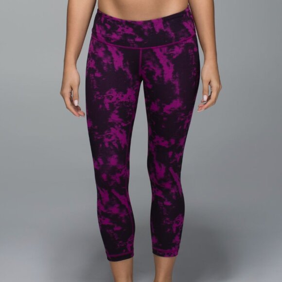 Lululemon Wunder Under Crop II *Full-On Luon - Breezie Regal Plum Black - Picture 1 of 7